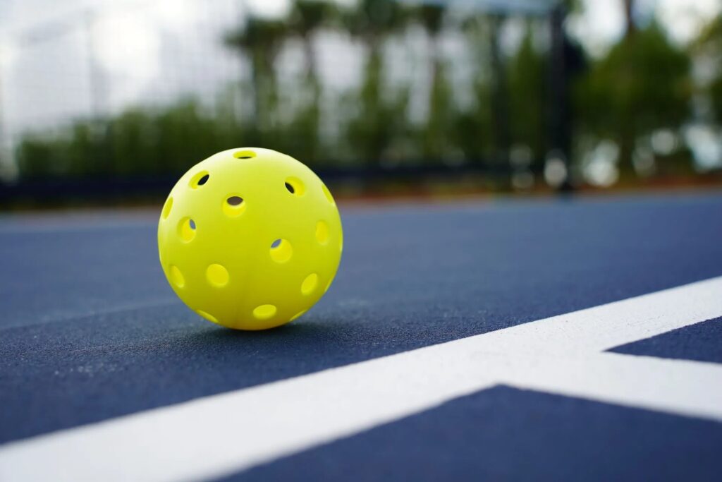 pickleball ball on the line